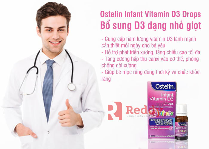 Công dụng Ostelin Infant Vitamin D3 Drops bổ sung D3 nhỏ giọt cho bé