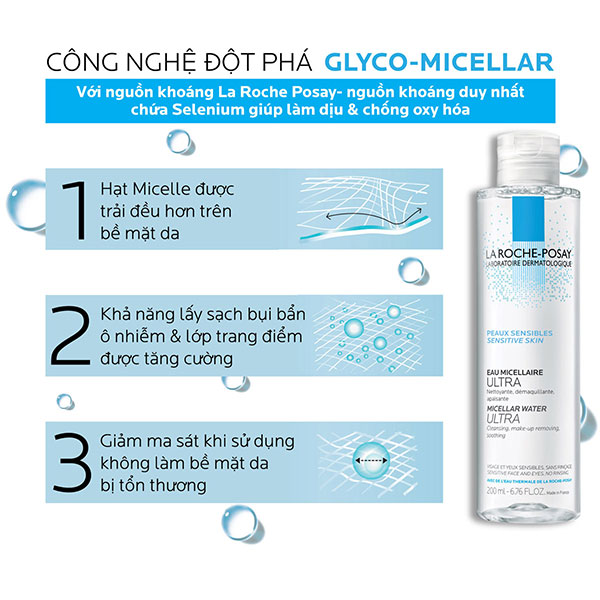 Nước tẩy trang La Roche-Posay Micellar Water Ultra Sensitive Skin cho da nhạy cảm 400ml