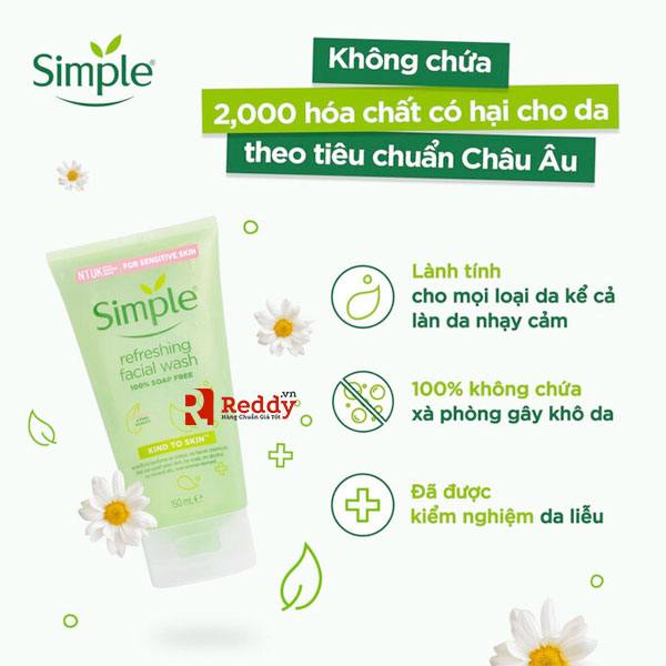 Sữa rửa mặt Simple lành tính và an toàn cho da