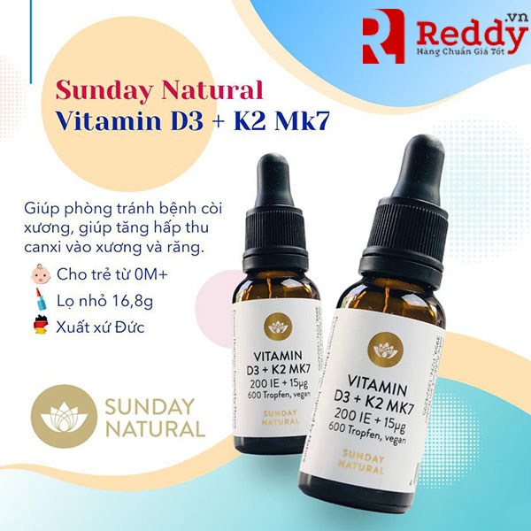 Vitamin D3 K2 Mk7 Sunday Natural của Đức