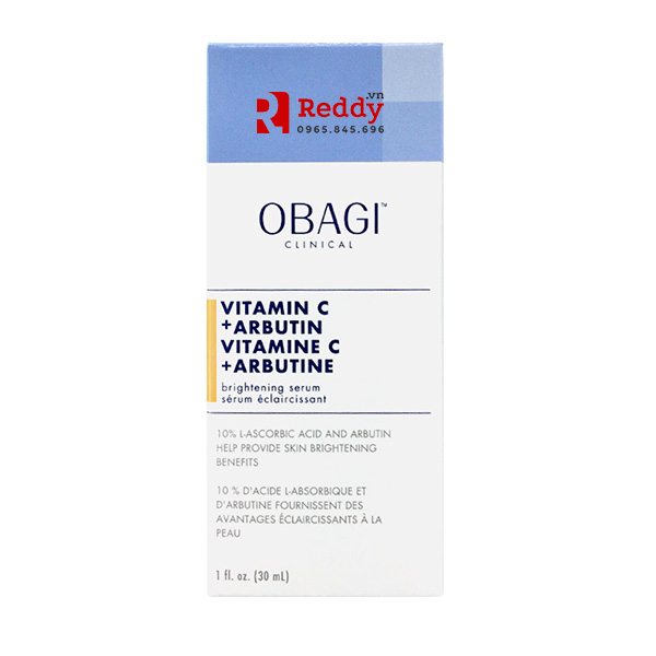 Bao bì hộp đựng serum OBAGI CLINICAL Vitamin C+ Arbutin Brightening Serum